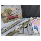 5-Pieces of Home Decor Wood & Canvas