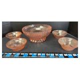 Pink Depression Berry Bowl Set?