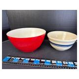 Roseville Blue Double Blue Band & Old Red Bowl