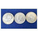3 - 1965 Kennedy Half Dollars    40% Silver