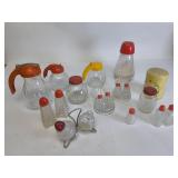 Red Top Syrup Pitchers, Salt & Pepper Shakers