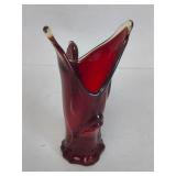 Red Fostoria Flying Fish Vase