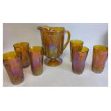 Carnival Pitcher & 6-Harvest Grape Glasses