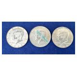3 - 1968 Kennedy Half Dollars    40% Silver
