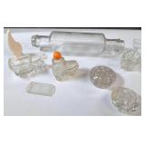 Candy Dispenser, Flower Frogs, Glass Rolling Pin