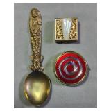 Brass Spoon & 2-Pill Boxes