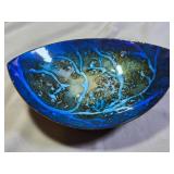 Ocean Blue Enamel over Coper Dish