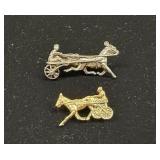 Pair of Standardbred Horse Tack Tie Pins