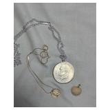 Ike Bicentennial Necklace, 2 Mercury Dimes &
