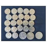 22-Kennedy Halves & 3-Ike Dollars