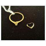 14kt Gold Ring & very small 14kt Heart