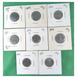 3-1943D & 5-1943P (8) Steel Pennies