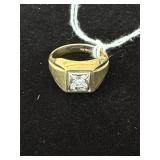 10fm Mexico Gold Man's Ring 1-White Stone