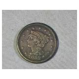 1854 Large 1 cent Piece