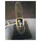 Black Onyx w/Cross 10kt Ring
