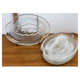 glass leaf serving trays set of 4