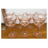 pink stemware a couple have chips