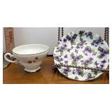 purple flower, tea cup set