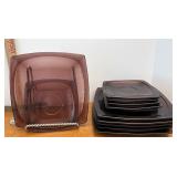 purple glass plates set of six in each size