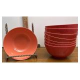 Orange and red plastic bowls