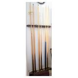 Pool cues and holder
