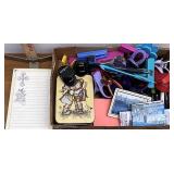assorted clips, magnets, and office, items
