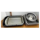 assorted baking pans and bowls