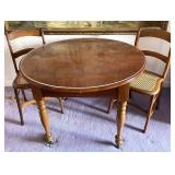 Oak table with two chairs and two drawers