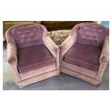 two purple velvet chairs