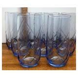 set of nine blue glasses