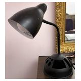 black desk lamp with organizer