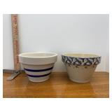 Ransbottom stoneware bowls - one has crack