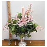 candle holder with leaves and flowers