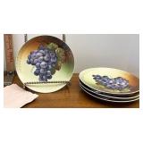 grape plates with napkins set of four