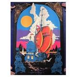Tall ship blacklight poster
