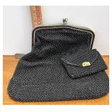black beaded purse with matching wallet