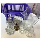 assorted glassware, including basket