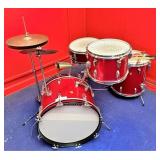Ludwig red sparkle drum set with Stewart snare
