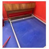 Full size bed frame with mid century headboard