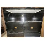 Vintage black lacquer sliding door cabinet