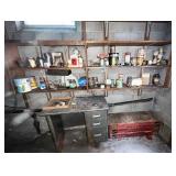 Contents of shelves and metal desk