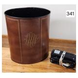 Mid-Century Leather Waste Container