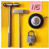 Machinist Hammers, Measuring Tape & Padlock