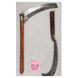 Early American Fascine Billhook Knife