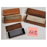 Old Oak & Brass Case Oil Stones