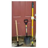 Shovel, Pick & Fiberglass Handled Hoe