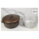 Cast Iron Dutch Oven & Lid w/ Fryer Basket