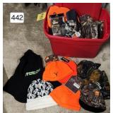 Tub of New Blaze Orange & Camo Stocking Caps