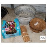 Galvanized Wash Tub & Topiary Hanging Basket