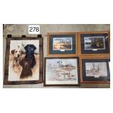 Framed Wildlife Prints - Lot of (4) & Lab Tapestry